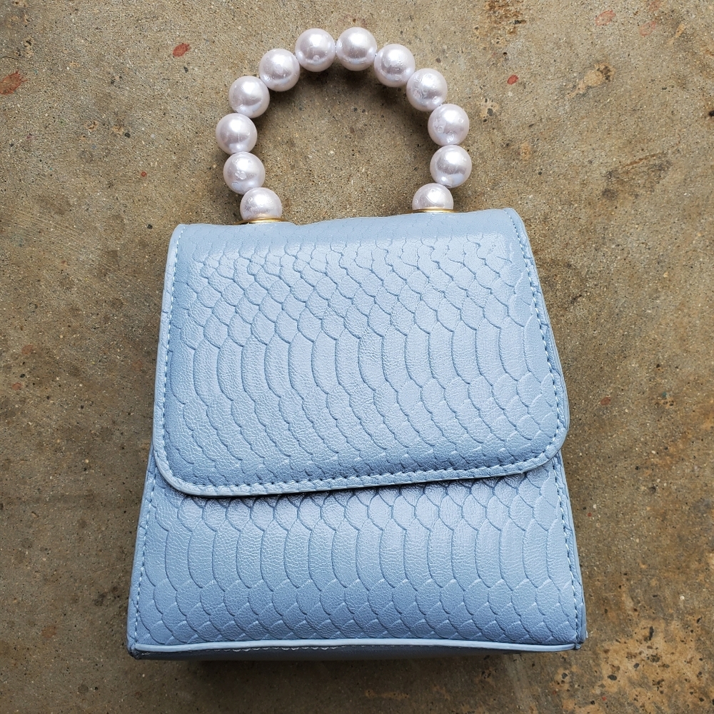 NWOT Faux croc baby blue mini bag